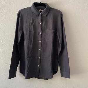 NWT Faherty Dream Cotton Guaze Elise washed black button long sleeve shirt